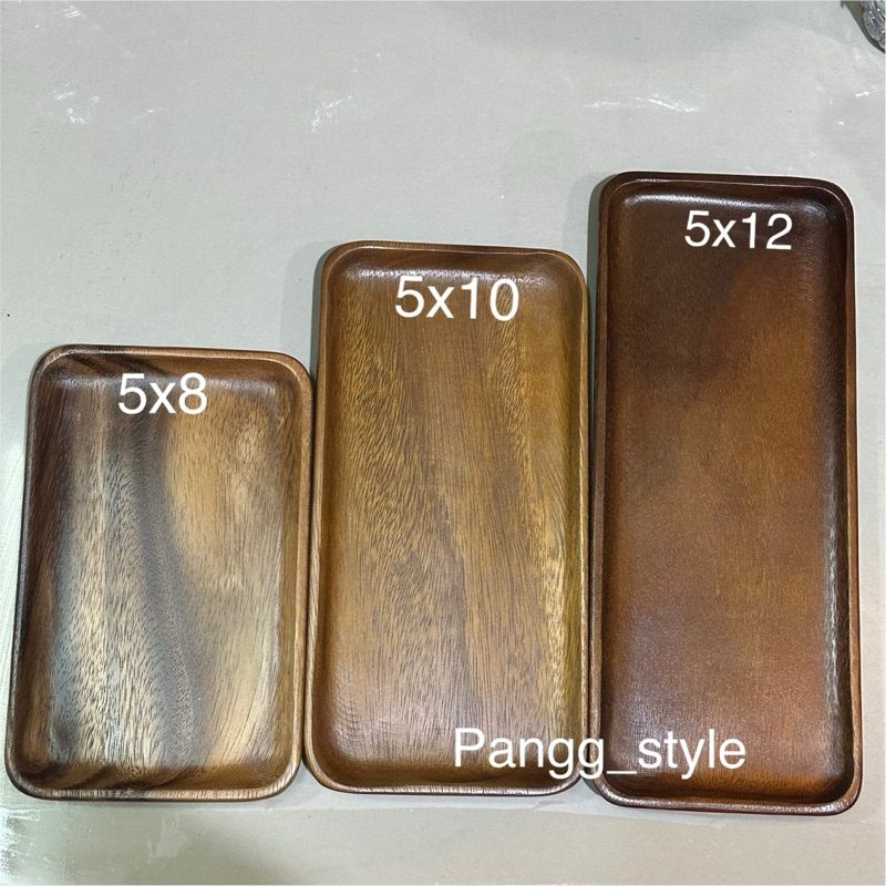 ถาดไม้ใส่อาหาร ขอบมน (ไม้ชิ้นเดียว)สีเข้มมี4 ขนาด