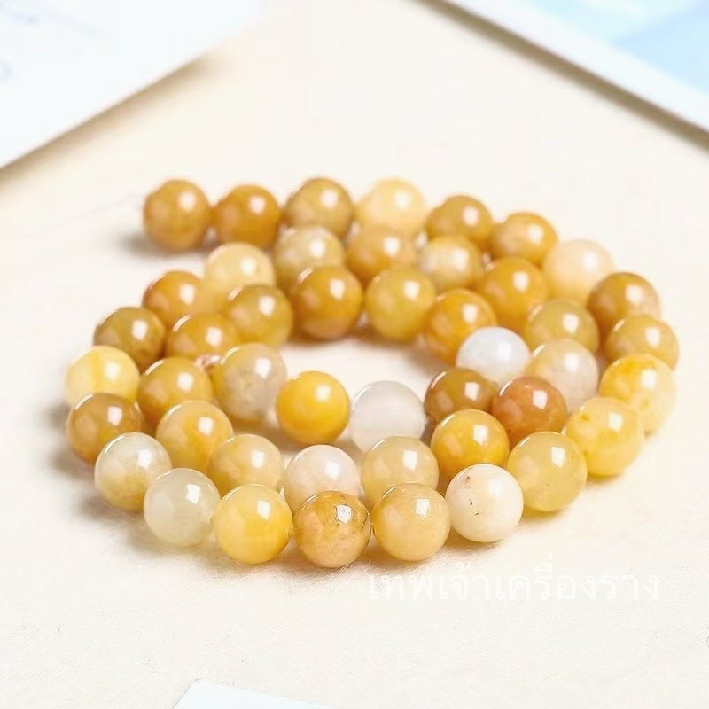 หินหยกน้ำผึ้ง (สีเหลือง) ขนาด 6, 8, 10มิล แบบเส้นยาว ร้อยกำไล สร้อย เครื่องประดับ  #ราคาปลีกและส่ง #SALE
