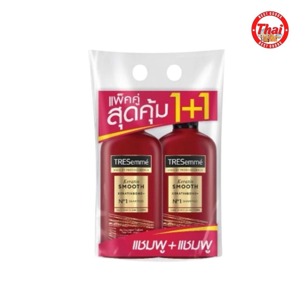 Tresemme เทรซาเม่ แชมพู +แชมพู เคราติน สมูท 370 มล. ยาสระผม แข็งแรง เรียบลื่น ลดผมชี้ฟู (แพ็คคู่) 2pcs