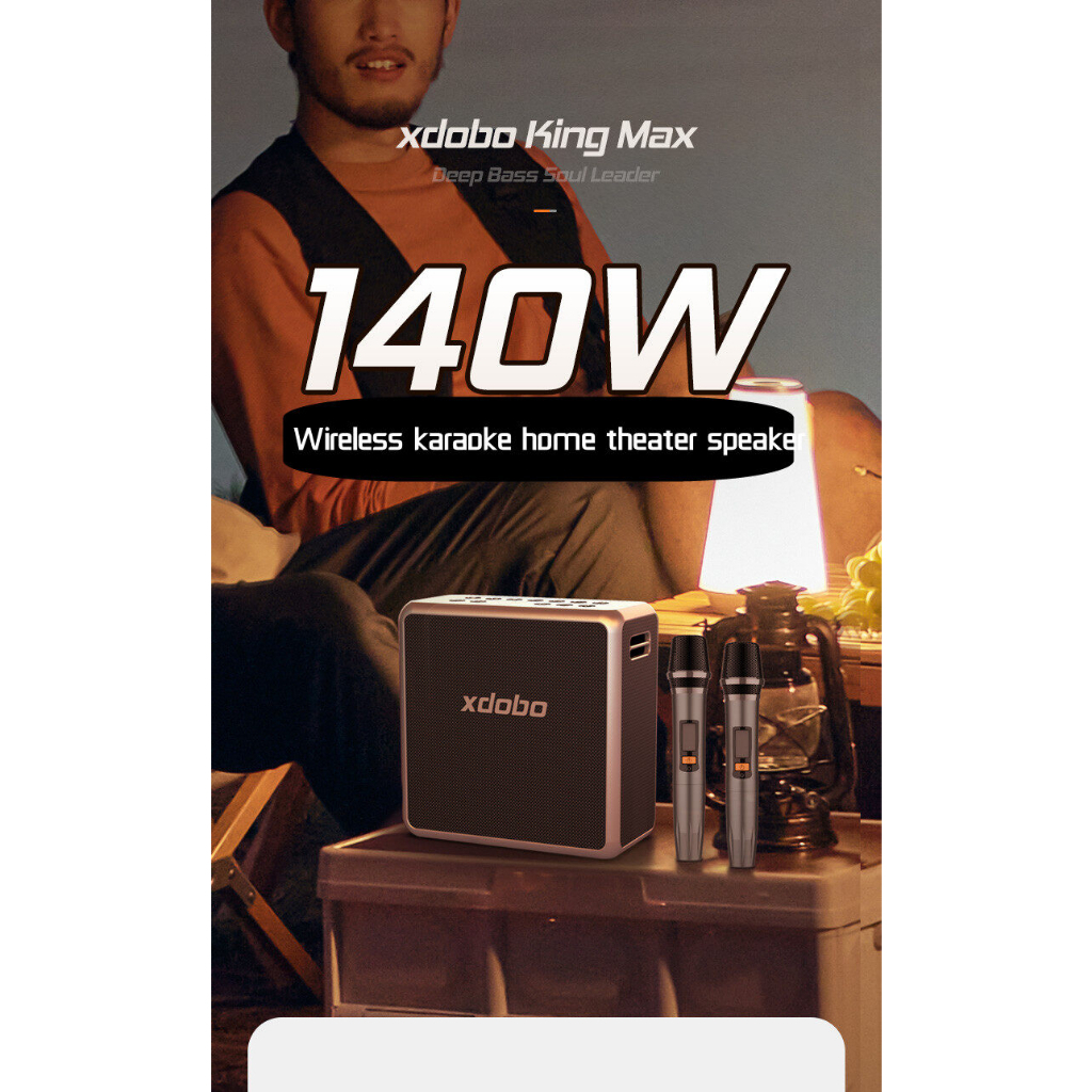 XDOBO King Max 140W ลำโพงไร้สายบลูทู ธ กับ 2 ไมโครโฟนเบสลึก TWS โหมดลำโพงกันน้ำกลางแจ้งลำโพงในร่ม
