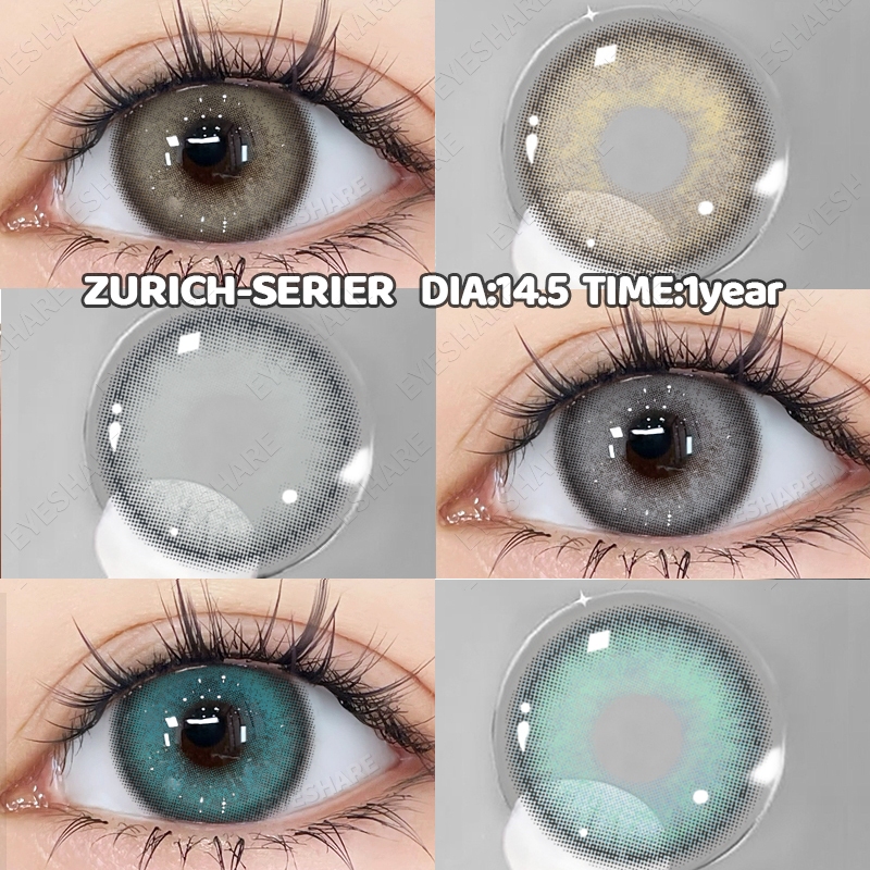 Eyeshare ใหม่ ZURICH 1คู่ คอนแทคเลนส์ สี น้ำตาล ธรรมชาติ 14.5 มม.คอนแทคเลนส์สี รายวัน ใช้ได้ 1 ปี