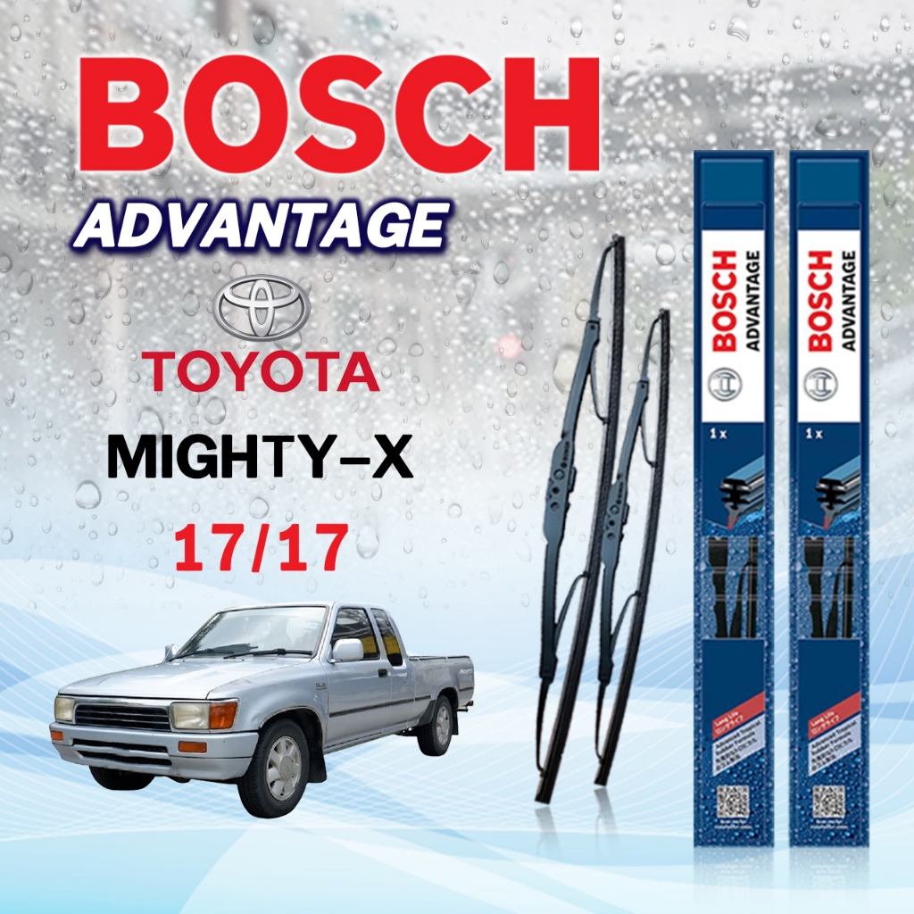 BOSCH ใบปัดน้ำฝน แบบก้านเหล็ก แบบคู่ 17/17 TOYOTA MIGHTY-X โตโยต้า ไมตี้เอ็กซ์ รุ่น ADVANTAGE