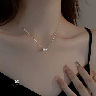 MEET💕สร้อยเงิน Two pearls สร้อยมุก สร้อยแฟชั่น สร้อยไข่มุก สร้อยคอเงินแท้ จี้ไข่มุก สร้อยคอเงิน