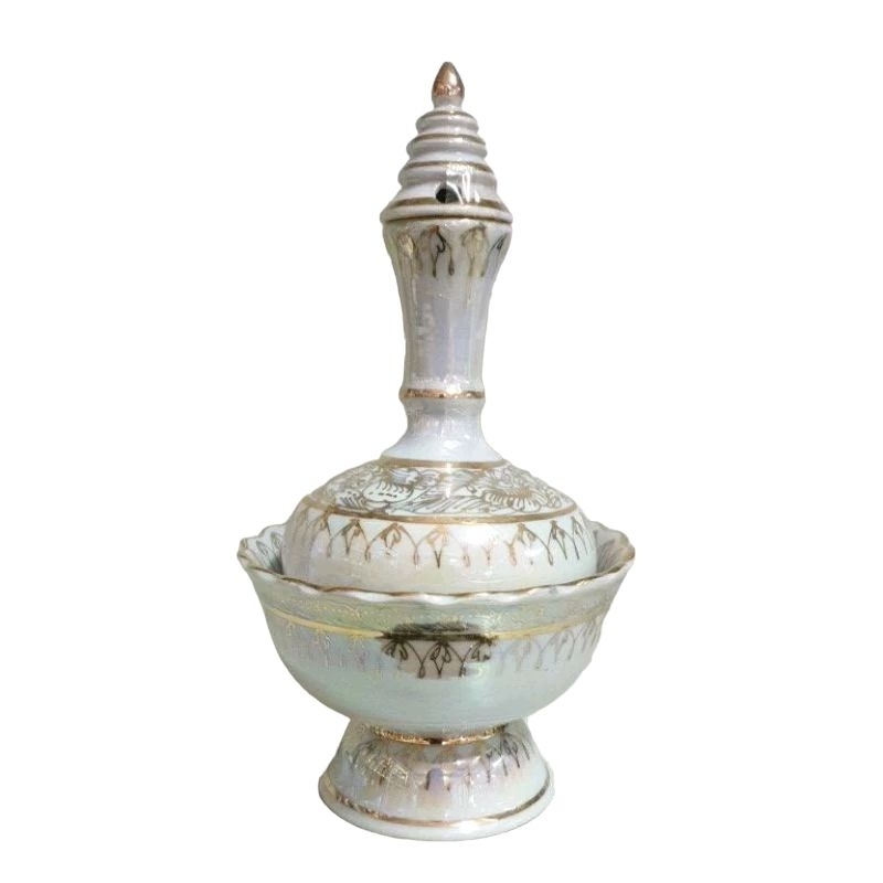 ที่กรวดน้ำเบญจรงค์ สีมุข ลายทอง