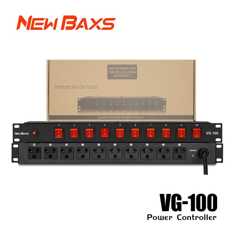 NEW BAXS VG-100 10 ตัวควบคุมลำดับพลังงานแบบติดตั้งบนแร็คเอาท์ ตัวควบคุมกำลังไฟ LED