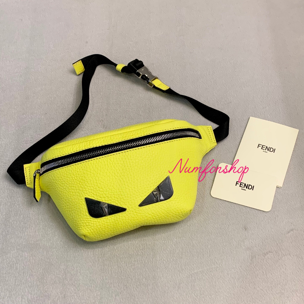 Fendi Monster Emoji Eyes Leather Belt Bag Yellow NEW