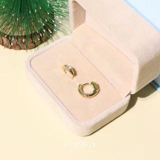 earika.earrings - basic gem huggie hoop ต่างหูห่วงจี้เพชรกลมก้านเงินแท้ชุบทองคำขาว (มีให้เลือก 2 สี) ผิวแพ้ง่ายใส่ได้