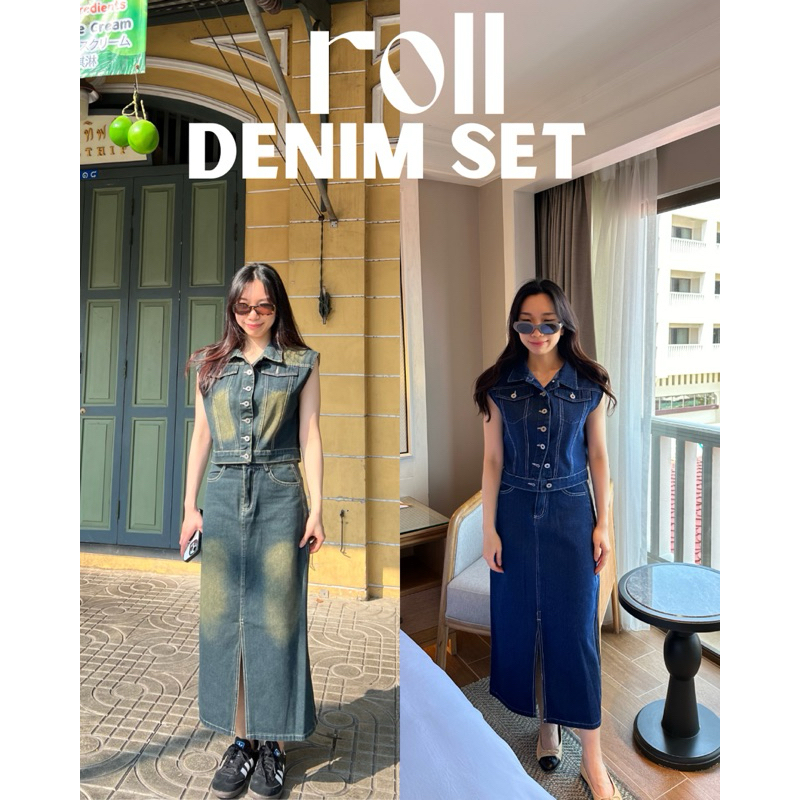 UIUI | DENIM SET เซตเสื้อยีนส์ และ กระโปรงยีนส์