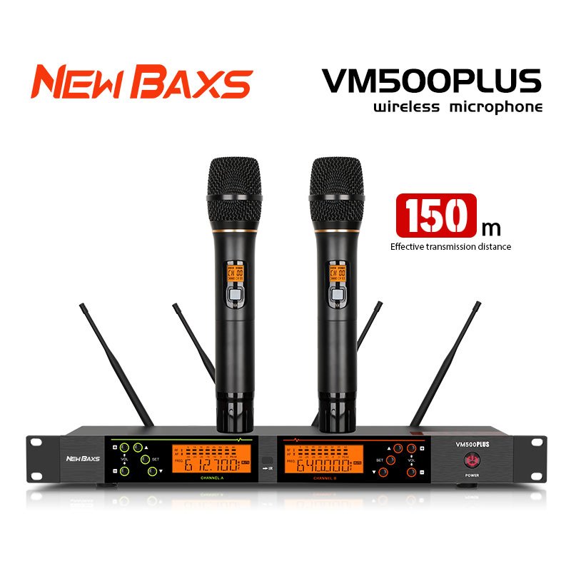 NEW BAXS VM500-PLUS ไมโครโฟนไร้สายความถี่สูงพิเศษ 150M การรับสัญญาณโดยไม่มีการรบกวนไมโครโฟนคาราโอเกะ
