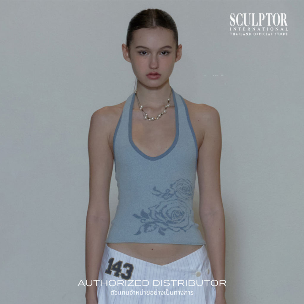 SCULPTOR® เสื้อคล้องคอ Rose Boucle Halter Top