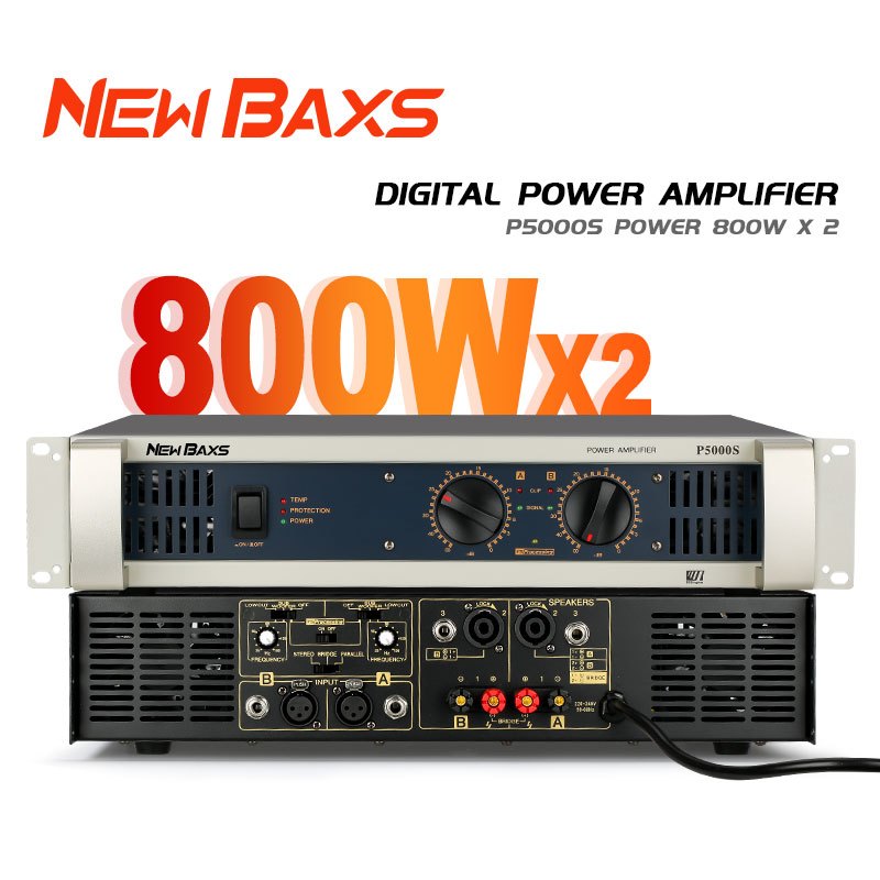 Newbaxs P5000S เครื่องขยายเสียง 8 โอห์ม 800 วัตต์คลาส H เครื่องขยายเสียง KTV ระดับมืออาชีพสองช่องสัญ