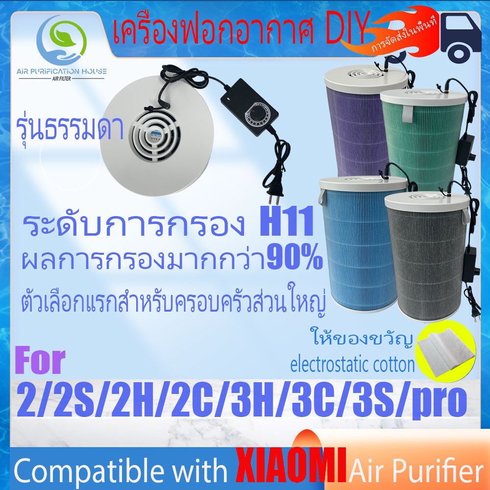 Xiaomi DIYเครื่องฟอกอากาศ ใส่กับไส้กรอง แท้ รุ่น2/2S/2H/2C/3H/3C/3S/pro filter ปรับความเร็วลมได้ กรอง ฝุ่นกลิ่นแบคทีเรีย