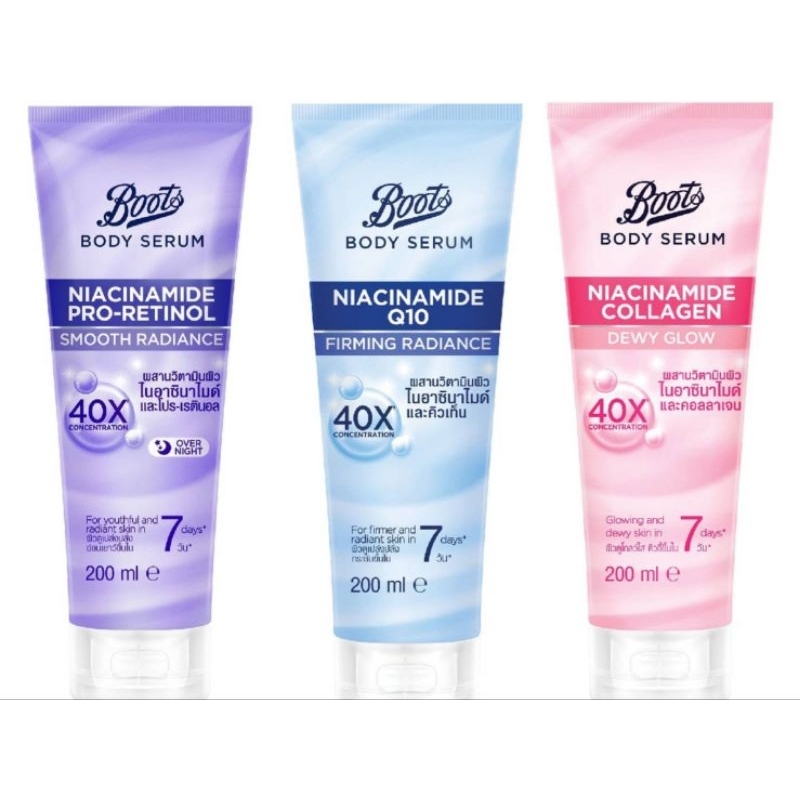 พร้อมส่งทุกสูตร!!!Boots Body Serum Niacinamide Pro-Retinol Smooth Radiance 200Ml