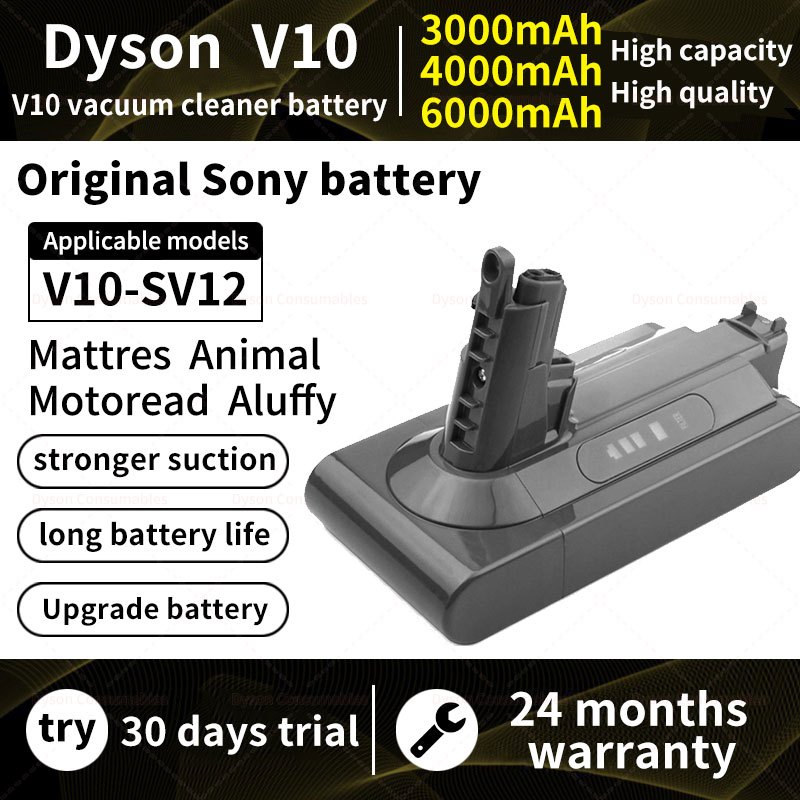 แบตเตอรี่ทดแทนเครื่องดูดฝุ่น Dyson ไดสันV10 SV12 SV13 SV27Replacement battery 6000mAh 25.2V