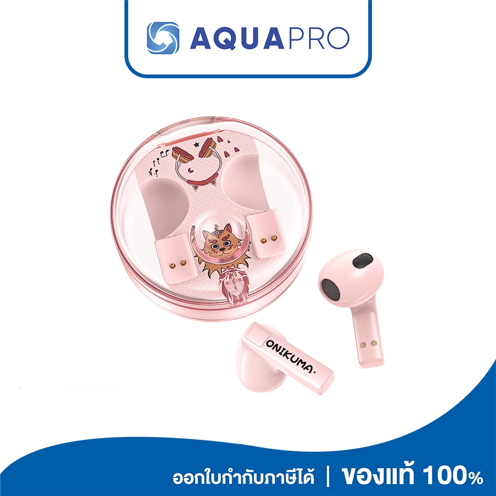 Onikuma T301 TWS Earphone (Pink) หูฟังไร้สาย เคสใสๆสำหรับสายหวาน ประกันศูนย์ไทย 2 ปี