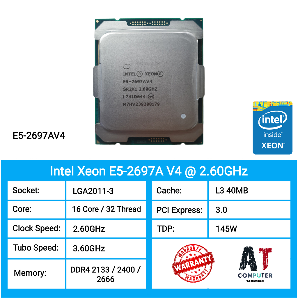 CPU Intel Xeon E5-2697A V4 LGA 2011-3 CPU 2.60-3.60GHz 40MB 145W 16 Cores 32 Threads