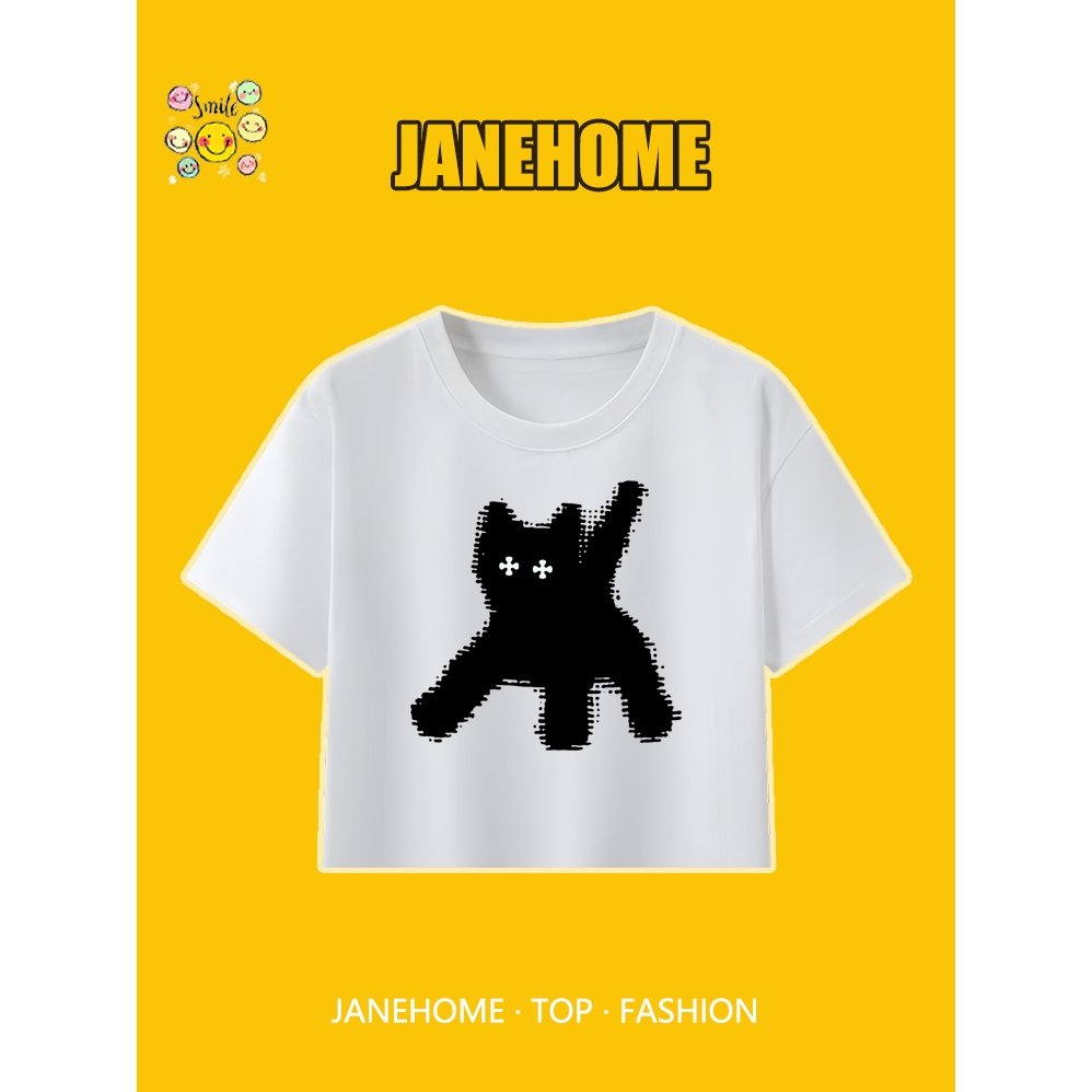 MC168 เสื้อครอปแขนสั้น ใส่สบายและลำลอง เสื้อยืด คอกลม สต็อกใหม่มาถึง Y2K แขนสั้น