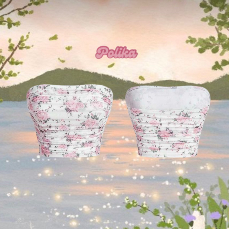 พร้อมส่ง!! |𝙋𝙤𝙡𝙞𝙠𝙖 เสื้อเกาะอกลายดอกไม้
