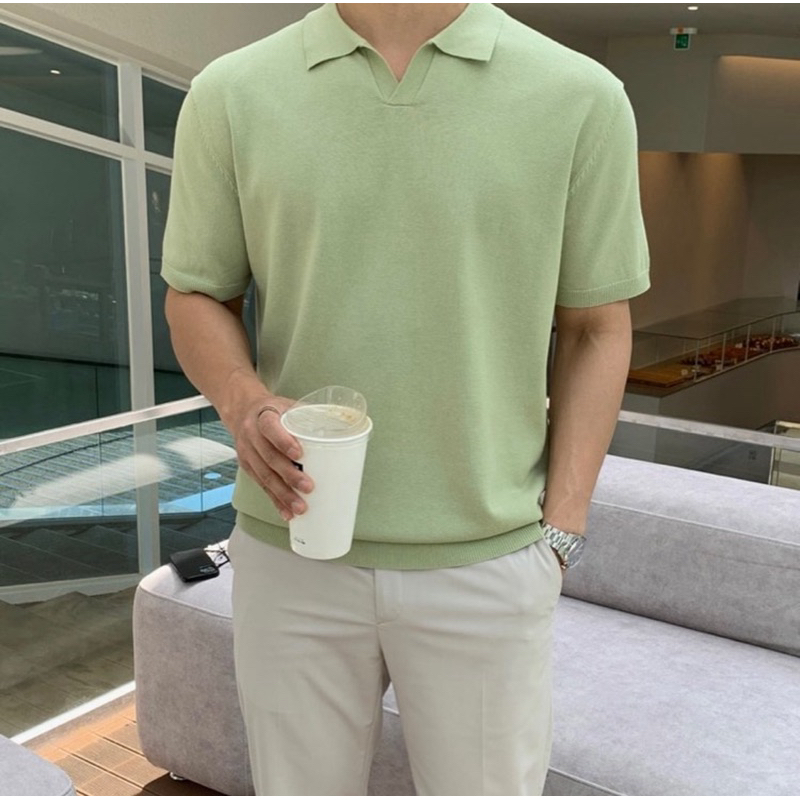 Premium Knitt Supima Cotton V Neck Polo_LN7