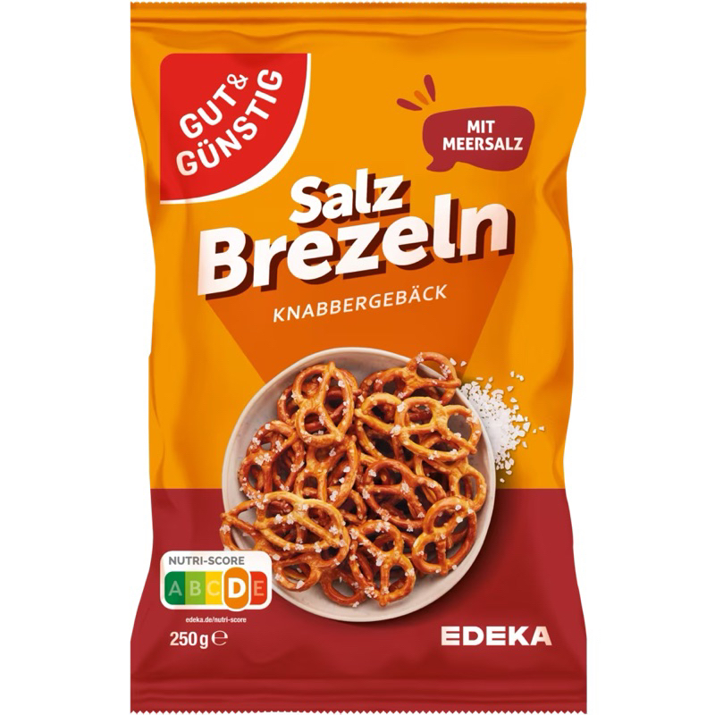 จากเยอรมัน แพ็คเกจใหม่🇩🇪 gut&gunsting salz brezeln 250g. เพรซเซล รสเกลือ