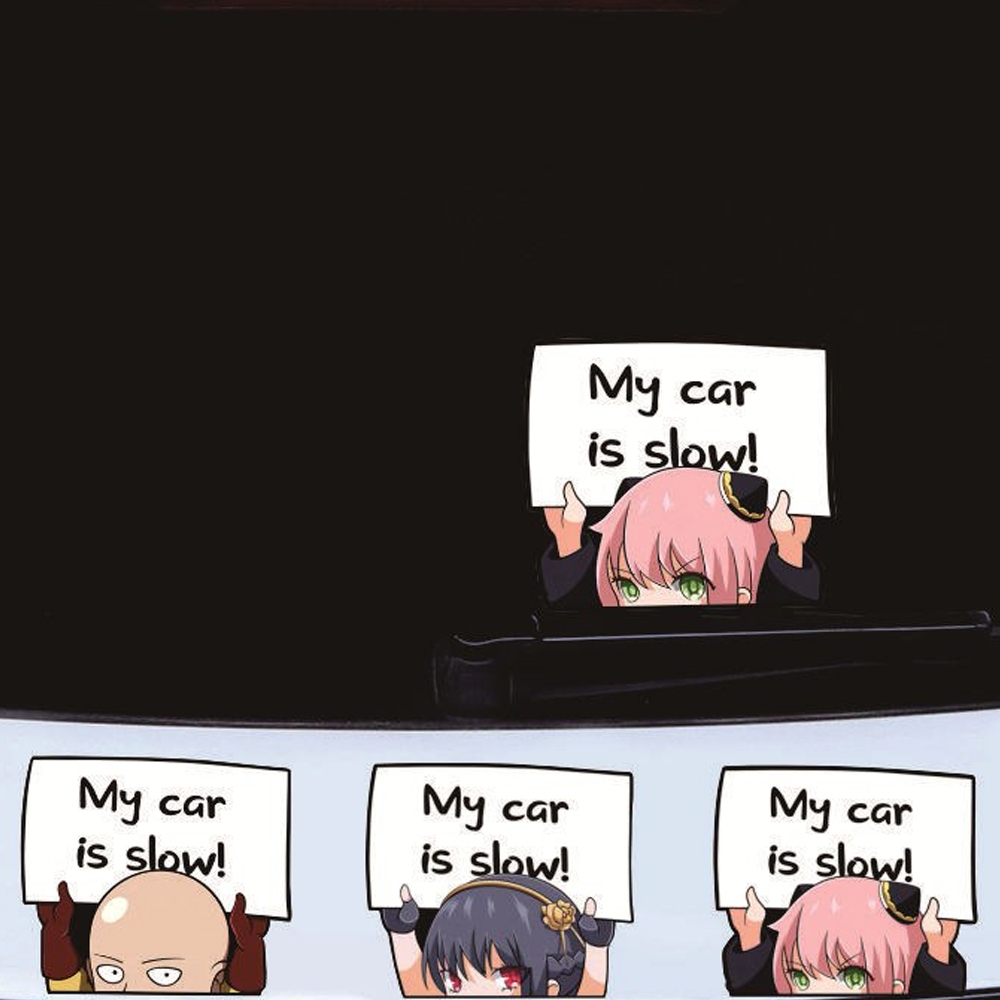 สติกเกอร์ติดหลังรถ My car is slow สติ๊กเกอร์ติดท้ายรถ กันน้ํา ขนาด 18 x16 cm.