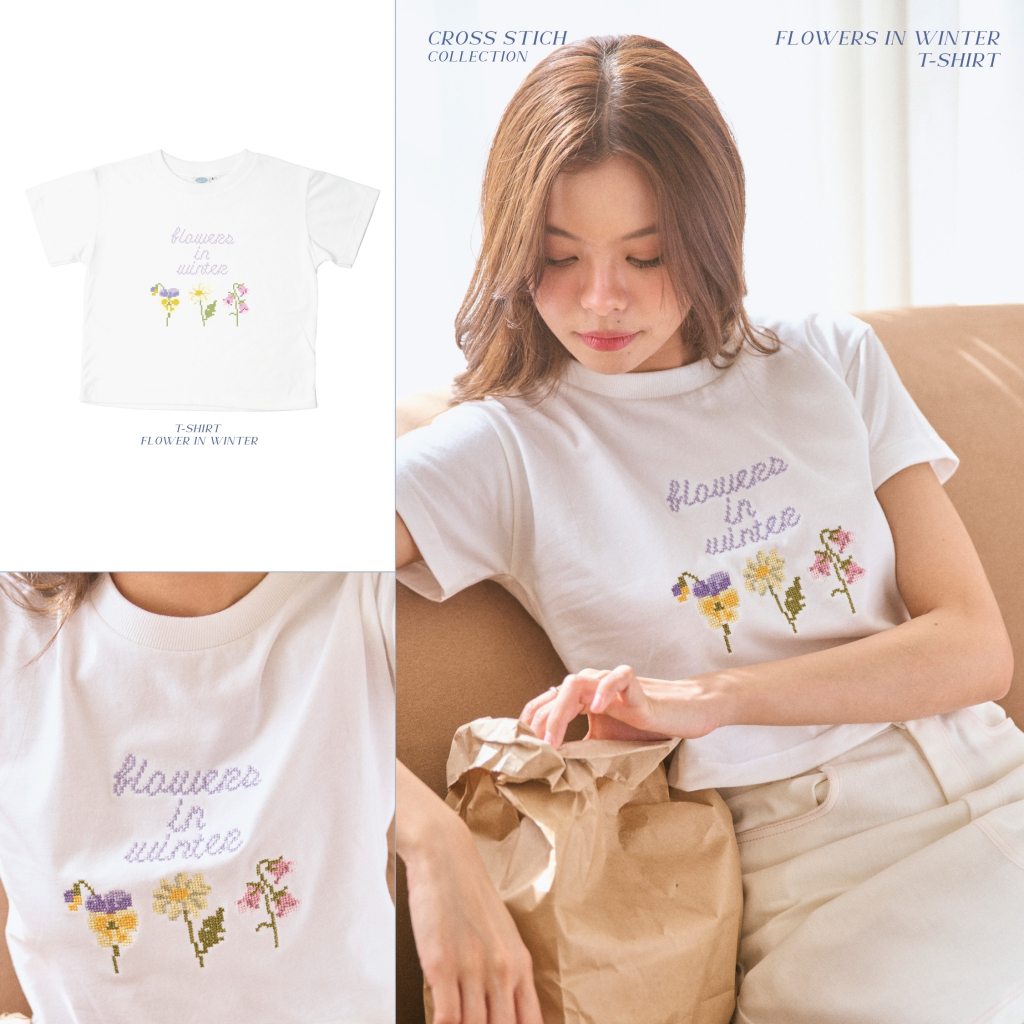T-shirt Flower In Winter (790.-) งานปัก