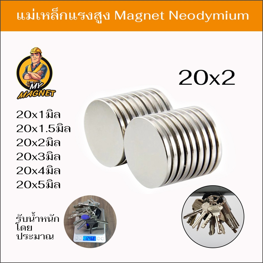 1ชิ้น แม่เหล็กนีโอไดเมียม Magnet neodymium แม่เหล็กแรงสูงกลมแบน แรงดูดสูง ชุบนิเกิล สินค้าพร้อมส่ง