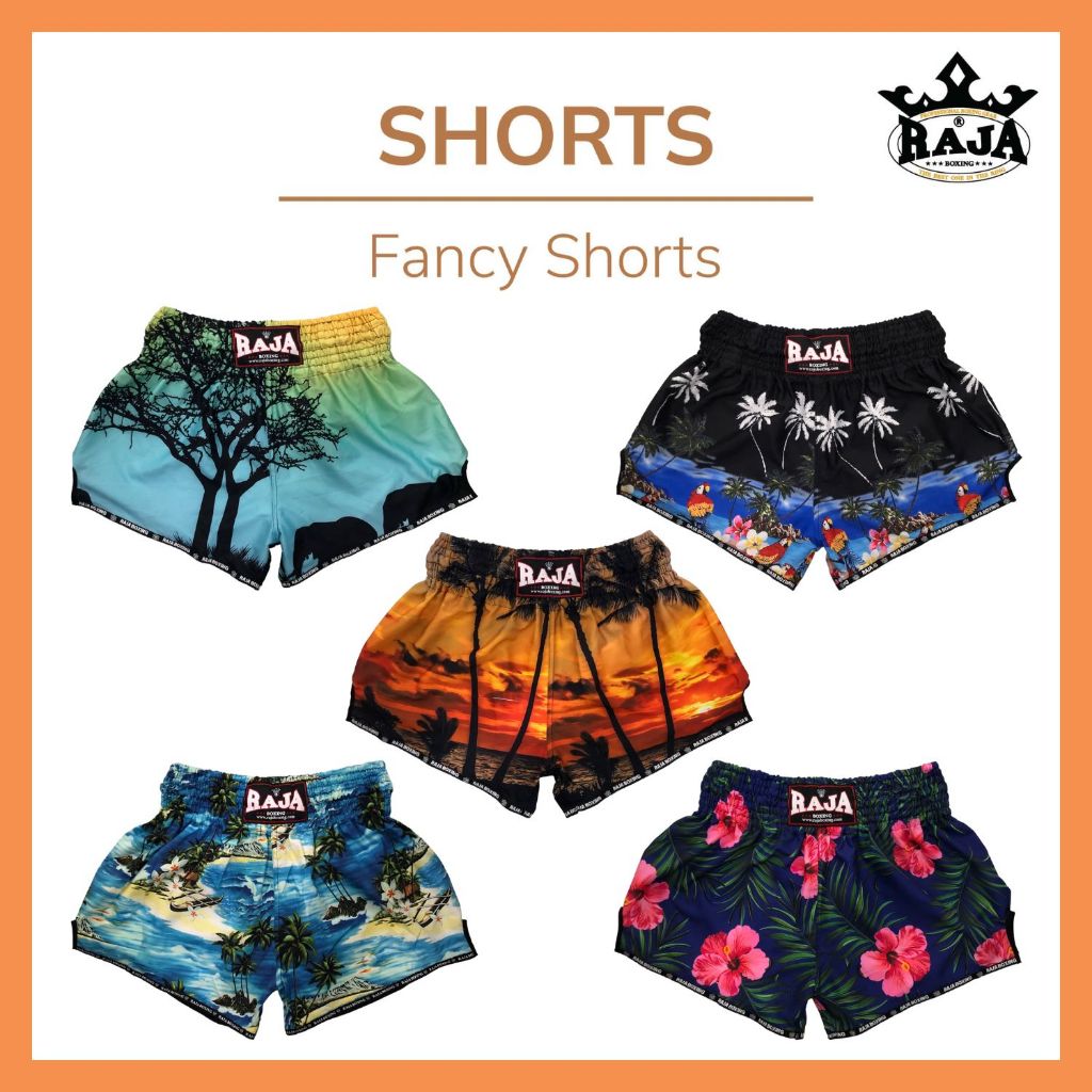 กางเกงมวย กางเกงมวยไทย ราชาบ็อคซิ่ง ลายแฟนซี สวยงาม ลายทะเล Raja Boxing Muaythai Shorts กางเกงขาสั้น