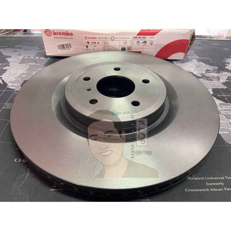 09 D708 11 จานเบรค ล้อ F (ยี่ห้อ BREMBO) รุ่น Std NISSAN 370Z (Z34) Roadster Nismo ปี 2009->