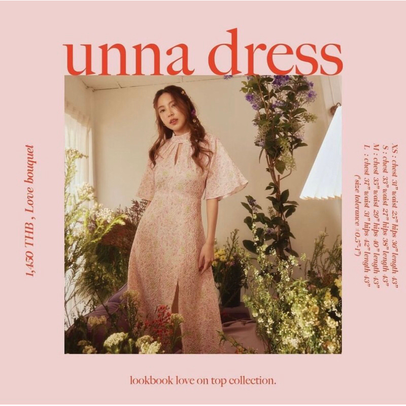 (มีโค้ดลด 25-30%) lookbook unna dress love bouquet💖new size S