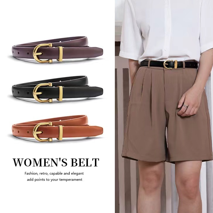 เข็มขัดหนัง สายเล็ก มัลติฟังก์ชั่น สไตล์วินเทจ Belts เข็มขัดเกาหลี แฟชั่นสําหรับผู้หญิง