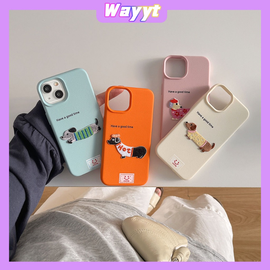 ส่งของไว for iPhone 15 Pro Max 14/13/12 พกง่ายๆ case เคสไอโฟน15 บางเบาพกพาง่าย เรียบง่าย ลูกสุนัข ซองหนัง case