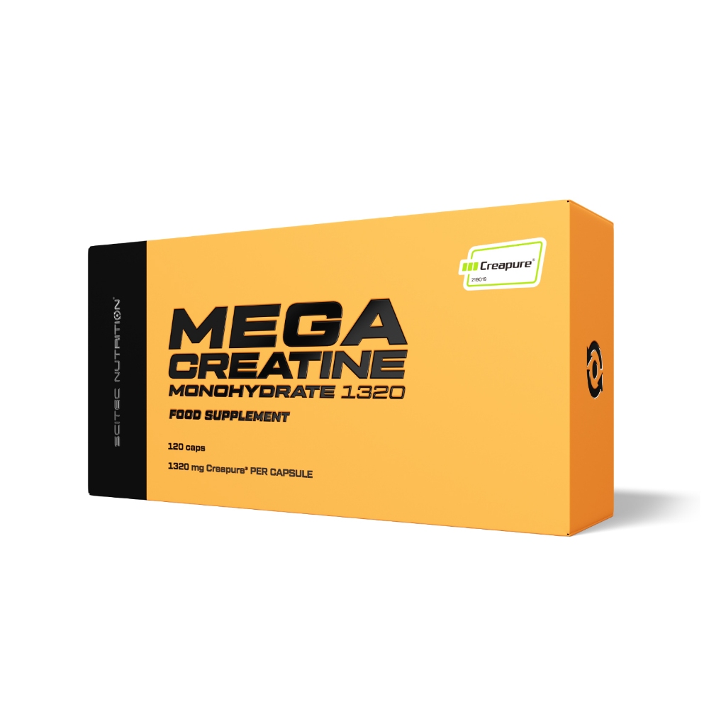 SCITEC NUTRITION  Mega Creatine Monohydrate 1320 (120 caps) ครีเอทีน ชนิดแคปซูล เพิ่มแรงต้าน ลดความเหนื่อนล้า