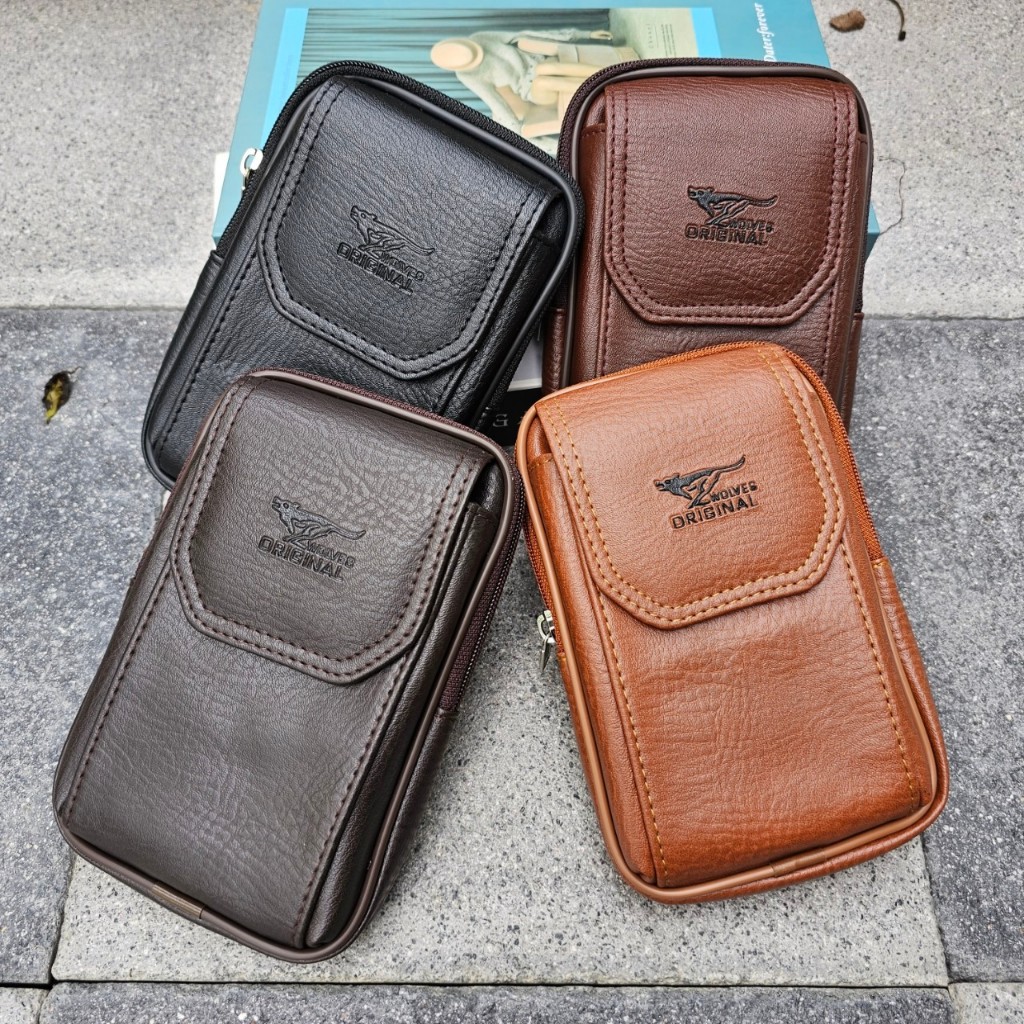 กระเป๋าใส่โทรศัพท์ กระเป๋าคล้องเข็มขัด กระเป๋าผู้ชาย แบรนด์ WOLVES ORIGINAL 100% 1 ช่องซิป  1 ช่องแม