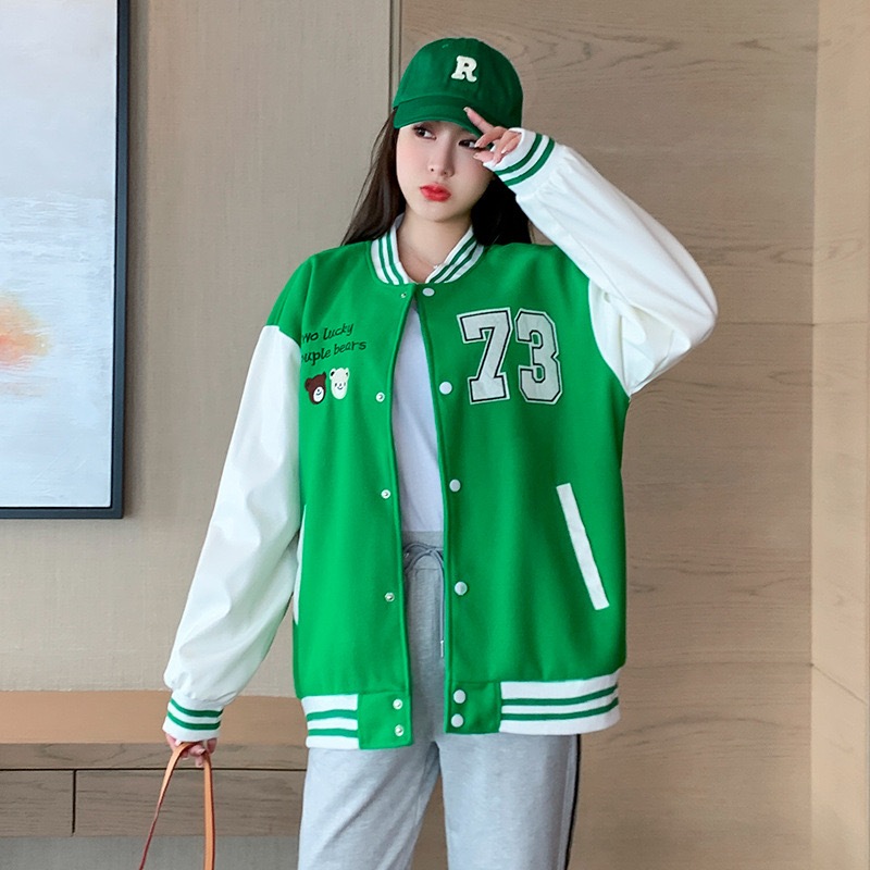 เสื้อแจ็คเก็ตเบสบอล เสื้อคลุมแขนยาว ผ้าบาง มีฮู้ด มีซิป ทรงหลวม สไตส์เกาหลี