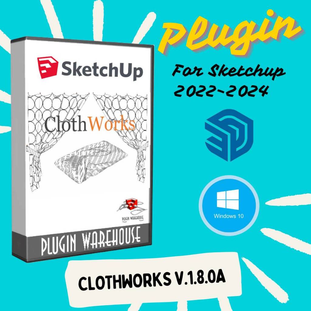 ClothWorks v.1.8.0a (ปลั๊กอินจำลองเอฟเฟกต์ผ้า) Plugin for Sketchup 2022-2025