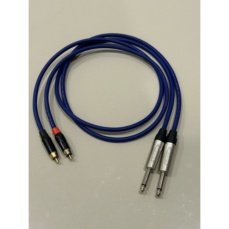 สายแจ๊คTSโมโน-RCAแบบชุด2เส้นทำจากสายชีลสเตอริโอDynacomหัวแจ๊คของLidgeหัวRCAของwiremanทองเหลืองแท้100%