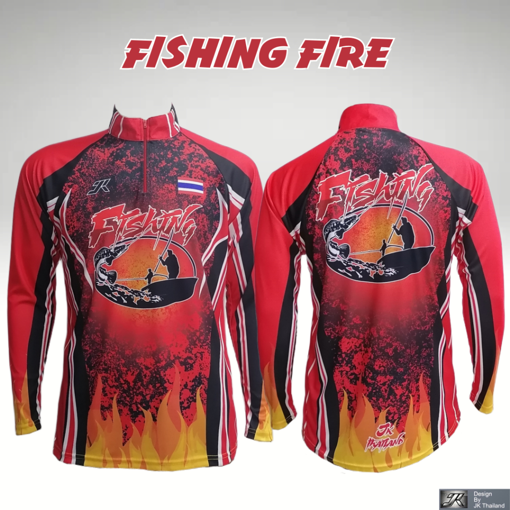 FISHING FIRE เสื้อตกปลาแขนยาว JK Thailand กันยูวีป้องกันรังสี UV 80%
