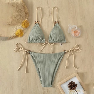 ไลฟ์สดลด50% บิกินี่สาย ชุดว่ายน้ำแฟชั่น sexy bikini set ชายหาด ผูกเอว summer#0143