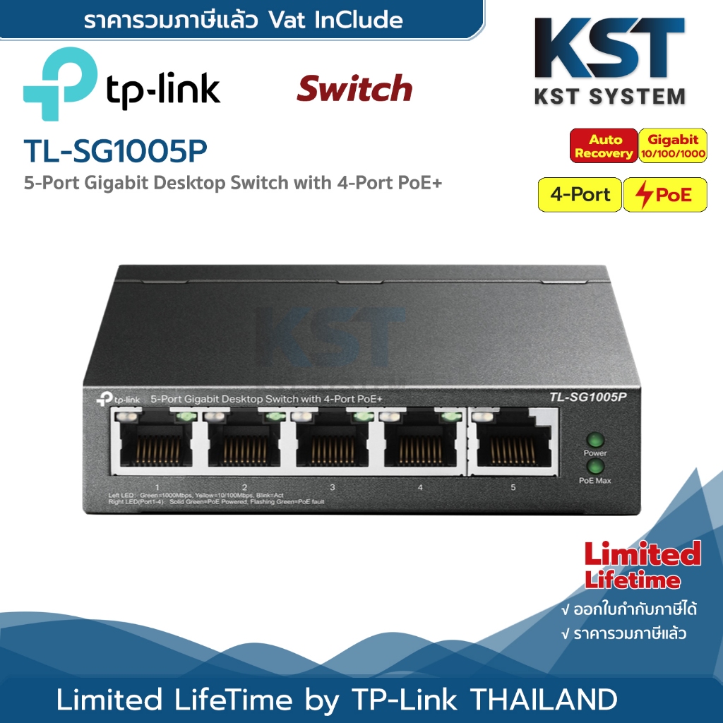 TL-SG1005P TP-Link 5-Port Gigabit Desktop Switch with 4-Port PoE+