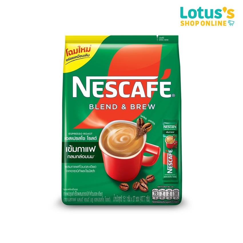 เนสกาแฟ กาแฟปรุงสำเร็จ เบลนด์แอนด์บลู เอสเปรสโซ 15.8 กรัม X 27ซอง NESCAFE BLENDANDBREW ESPRESSO 15.1