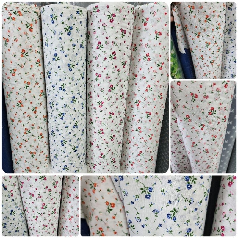 ผ้าเมตร หลา ลายดอกไม้ วินเทจ มินิมอล อเนกประสงค์ เดซี่ กุหลาบ คอตตอลผสม ถ่ายพร็อพ ฉาก ผ้าปู ม่าน หน้ากว้าง 110-115ซม