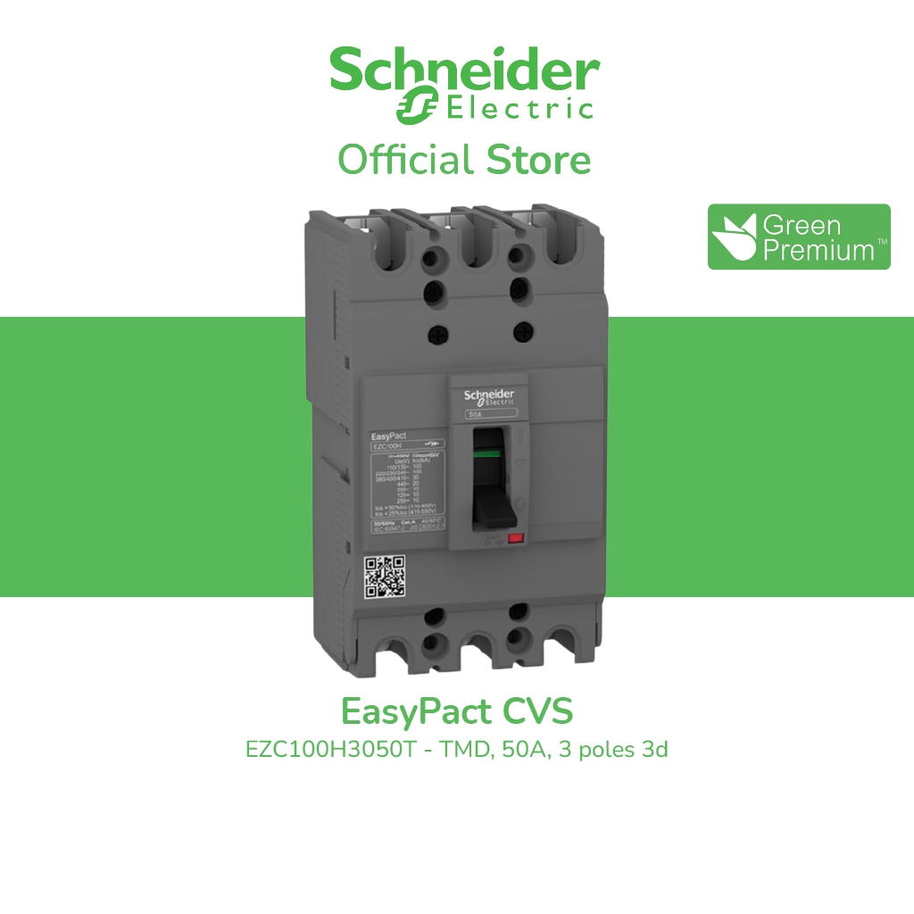 Schneider Electric  เมนเซอร์กิตเบรกเกอร์    EasyPact EZC     EZC100H3050T  -MCCB- 50A  3 เฟส 3P