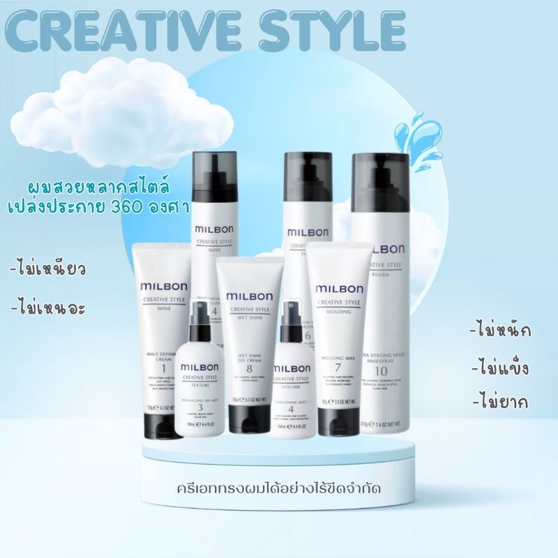 🔥ของเเท้ฉลากไทย🔥MILBON Creative style ผลิตภัณฑ์จัดแต่งทรงผมหลากสไตล์