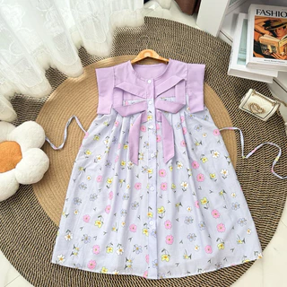 Dress( แขนล้ำ )กระดุมโบว์ใหญ่ แต่งสีพื้น ( non - 03)
