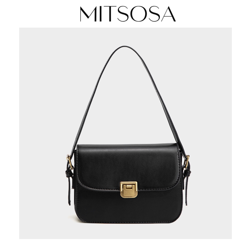 MITSOSA กระเป๋าผู้หญิง กระเป๋าสะพาย กระเป๋าทรงสี่เหลี่ยม เรียบง่าย ทันสมัย วินเทจ