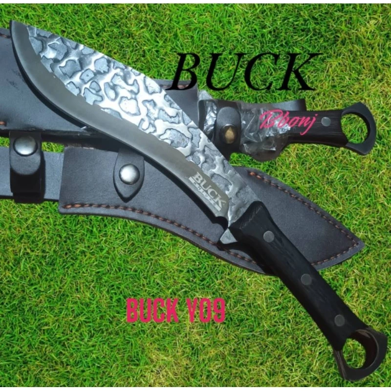 มีดพกเดินป่า BUCK Y09 ด้ามไม้ ใบมีดลายเงา 36 ซม