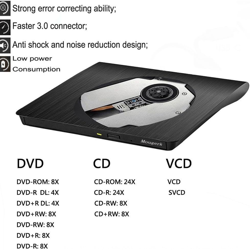 USB 3.0/TYPE-C อินเทอร์เฟซแบบคู่ Ultra Slim External DVD-RW Burner/CD/Rewrite/ ออปติคัลไดรฟ์แบบพกพา