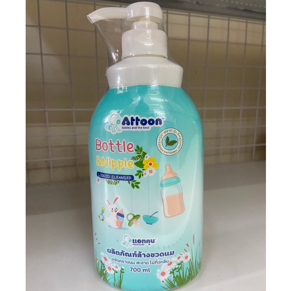 Attoon น้ำยาล้างขวดนม Bottle&Nipple ขนาด 700 ml. (ขวดปั๊ม) / ถุงเติม 800มล.