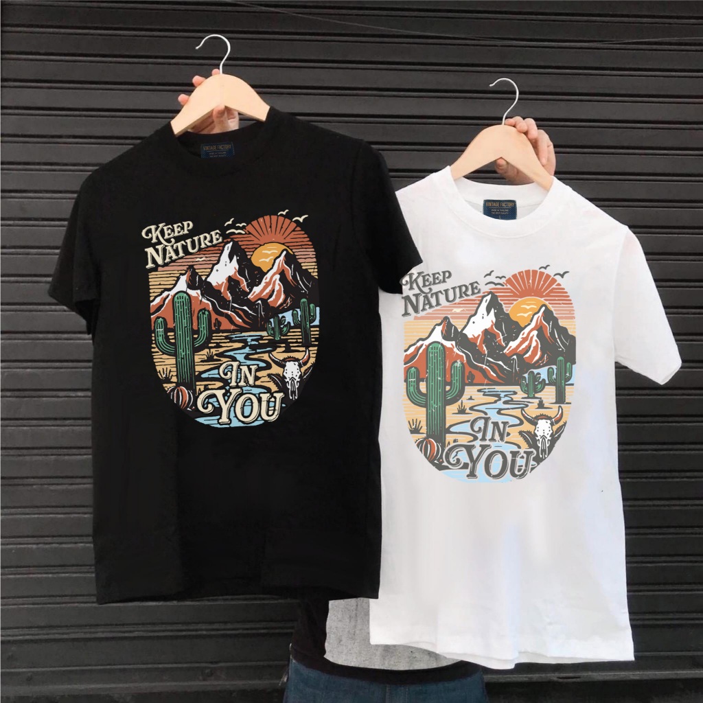 (พร้อมส่ง) เสื้อยืด KEEP NATURE IN YOU - ผ้าคอตตอน สกรีนสีจม